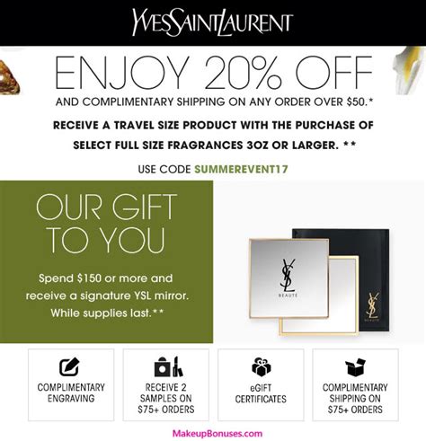 ysl promo code|ysl 15 off first order.